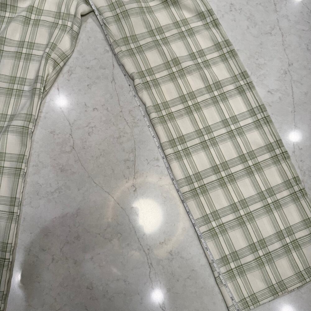 Green Plaid Straight Leg Pants Women's Small Minimalist Academia Coastal Cottage - Picture 5 of 13